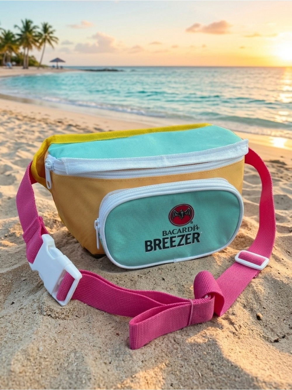 Retro 90’ Multicolor Women’s Waist Bag - Pink Strap, Mint & Yellow Body